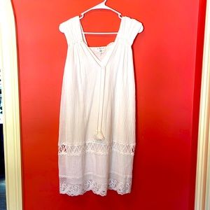 Ivory crinkle cotton Max Studio summer dress, size S